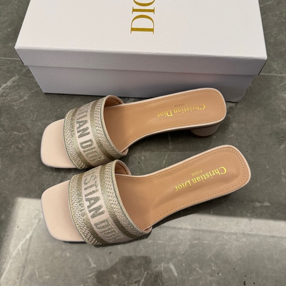 Dior Women’s Cream Embellished Slides - Picture 5 of 5